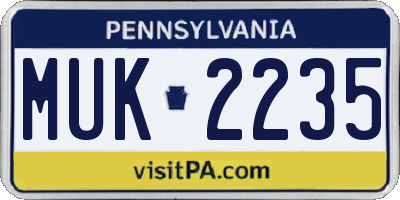 PA license plate MUK2235