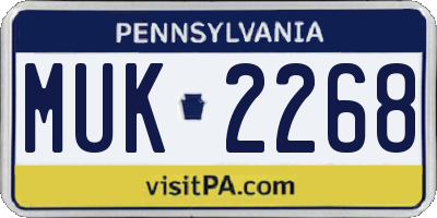 PA license plate MUK2268