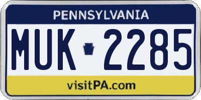 PA license plate MUK2285
