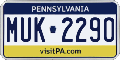 PA license plate MUK2290