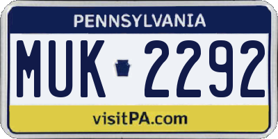 PA license plate MUK2292