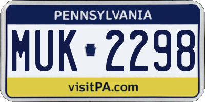 PA license plate MUK2298