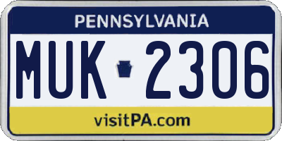 PA license plate MUK2306