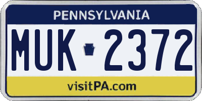 PA license plate MUK2372