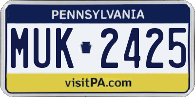 PA license plate MUK2425