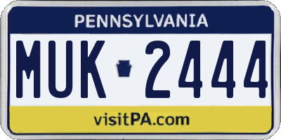 PA license plate MUK2444