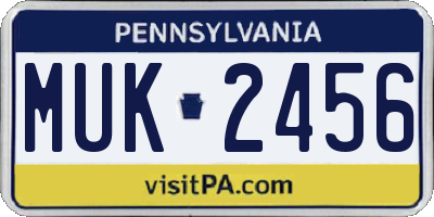 PA license plate MUK2456