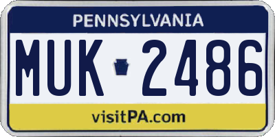 PA license plate MUK2486
