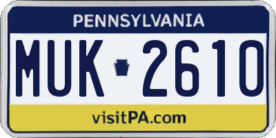 PA license plate MUK2610