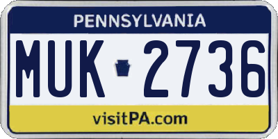 PA license plate MUK2736