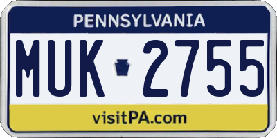 PA license plate MUK2755