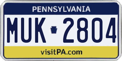 PA license plate MUK2804