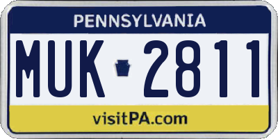 PA license plate MUK2811