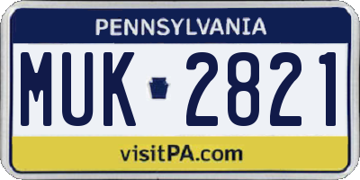PA license plate MUK2821