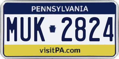 PA license plate MUK2824