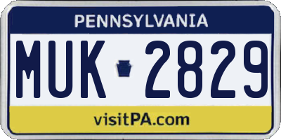 PA license plate MUK2829