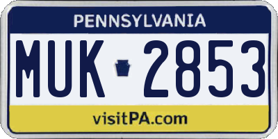 PA license plate MUK2853