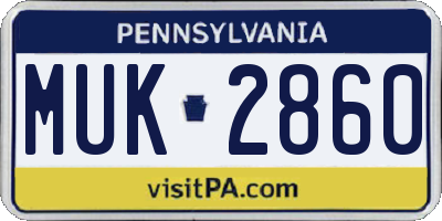 PA license plate MUK2860