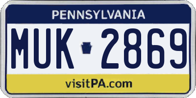 PA license plate MUK2869