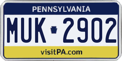 PA license plate MUK2902