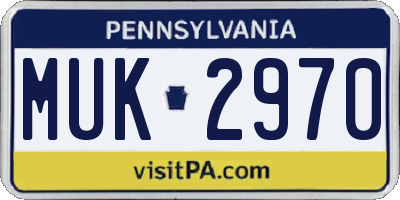 PA license plate MUK2970