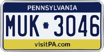 PA license plate MUK3046