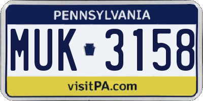 PA license plate MUK3158