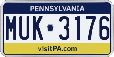 PA license plate MUK3176