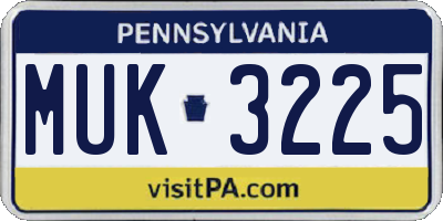 PA license plate MUK3225