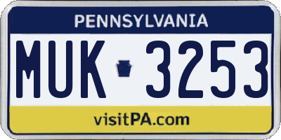 PA license plate MUK3253