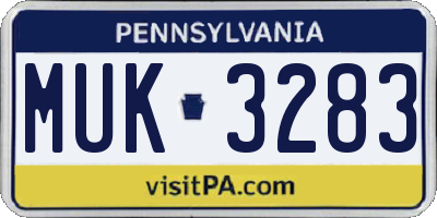 PA license plate MUK3283