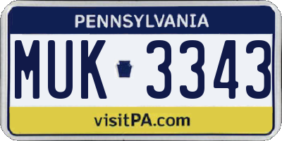 PA license plate MUK3343