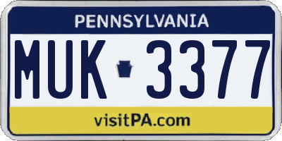 PA license plate MUK3377
