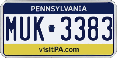 PA license plate MUK3383