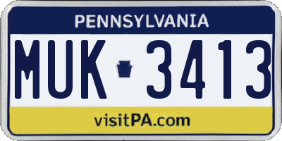 PA license plate MUK3413