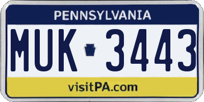 PA license plate MUK3443