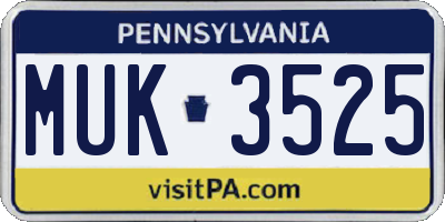 PA license plate MUK3525