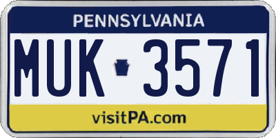 PA license plate MUK3571