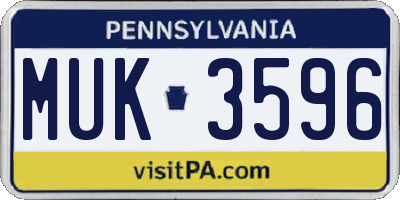 PA license plate MUK3596