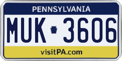PA license plate MUK3606