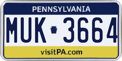 PA license plate MUK3664