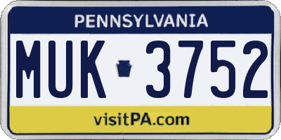 PA license plate MUK3752