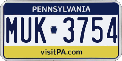 PA license plate MUK3754
