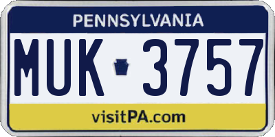 PA license plate MUK3757