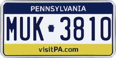 PA license plate MUK3810