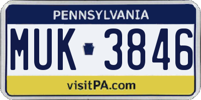 PA license plate MUK3846