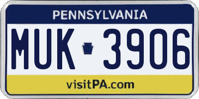 PA license plate MUK3906