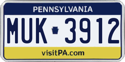 PA license plate MUK3912