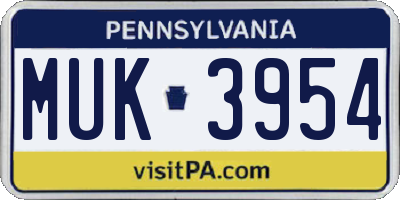 PA license plate MUK3954