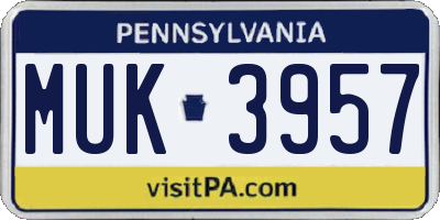 PA license plate MUK3957